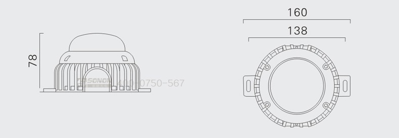 LED點(diǎn)光源,6W點(diǎn)光源,大功率點(diǎn)光源,十字星光尺寸圖